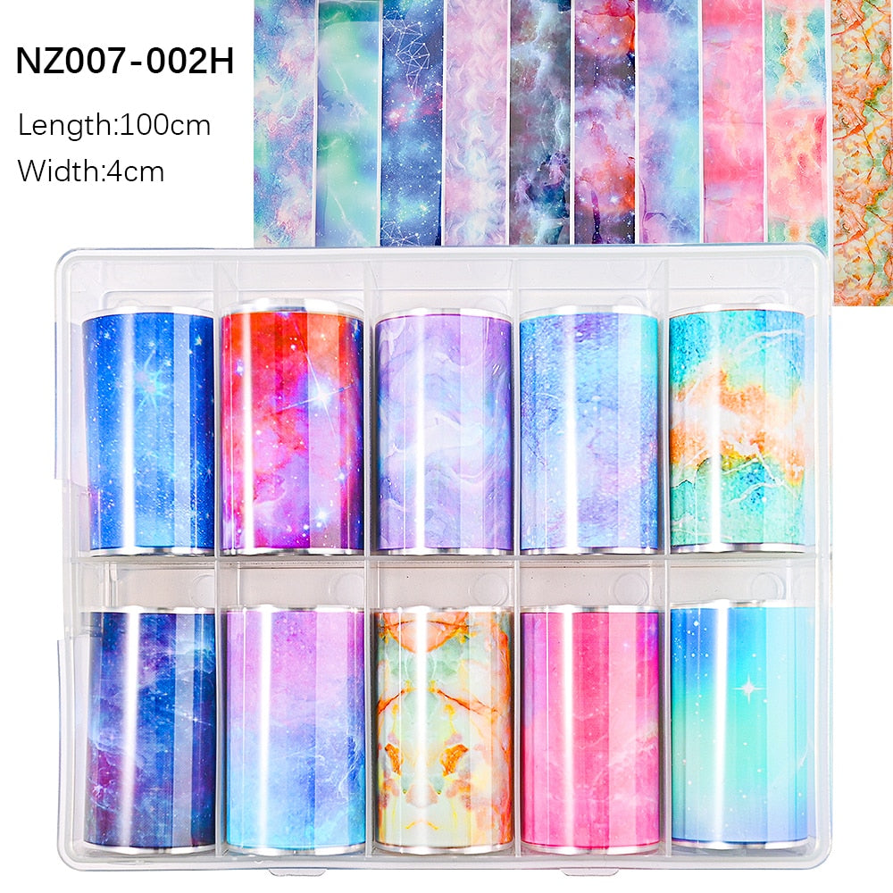 50pcs/Lo Holographic Transfer Foil Stickers 4*20cm Random Decals 30pc Flower Transferring Wraps Slider Nail Transfer Foil Decors