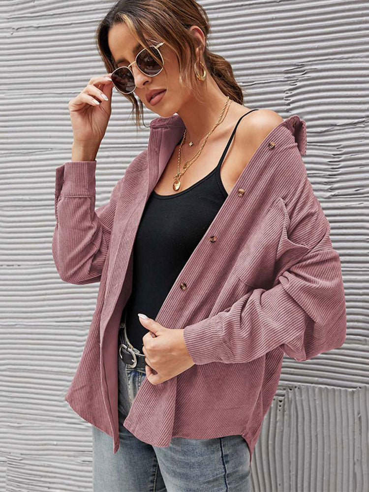 Corduroy Jacket Woman Long Shirt Jacket Women Button Coat Jackets Women Fashion Overshirt Loose Coat Female