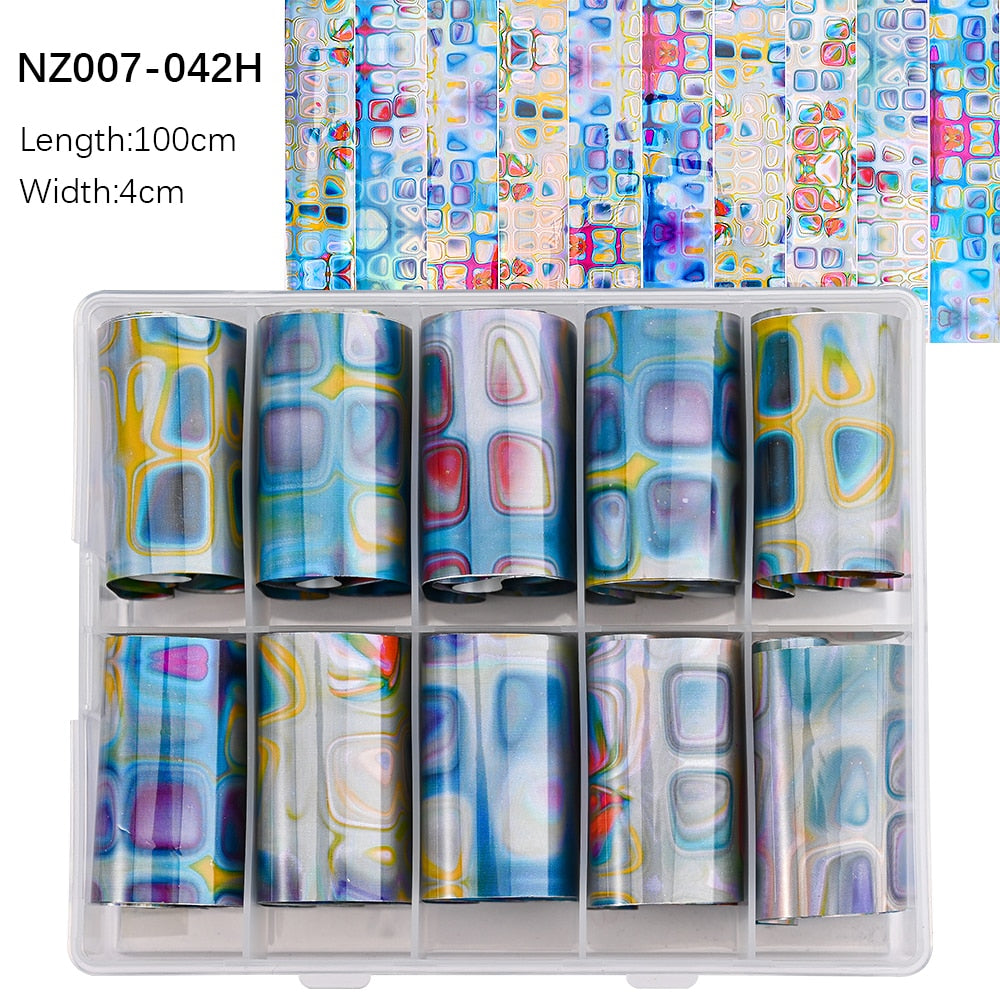 50pcs/Lo Holographic Transfer Foil Stickers 4*20cm Random Decals 30pc Flower Transferring Wraps Slider Nail Transfer Foil Decors