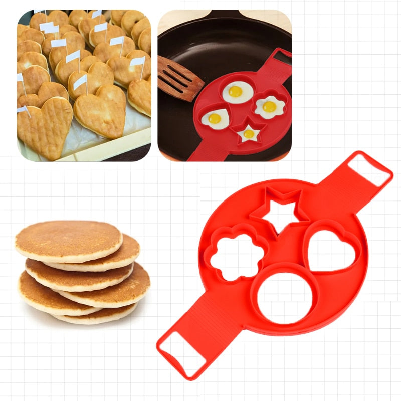 Egg Pancake Ring Nonstick Pancake Maker Mold Silicone Egg Cooker fried egg shaper Omelet Moulds for Kitchen Baking Accessories