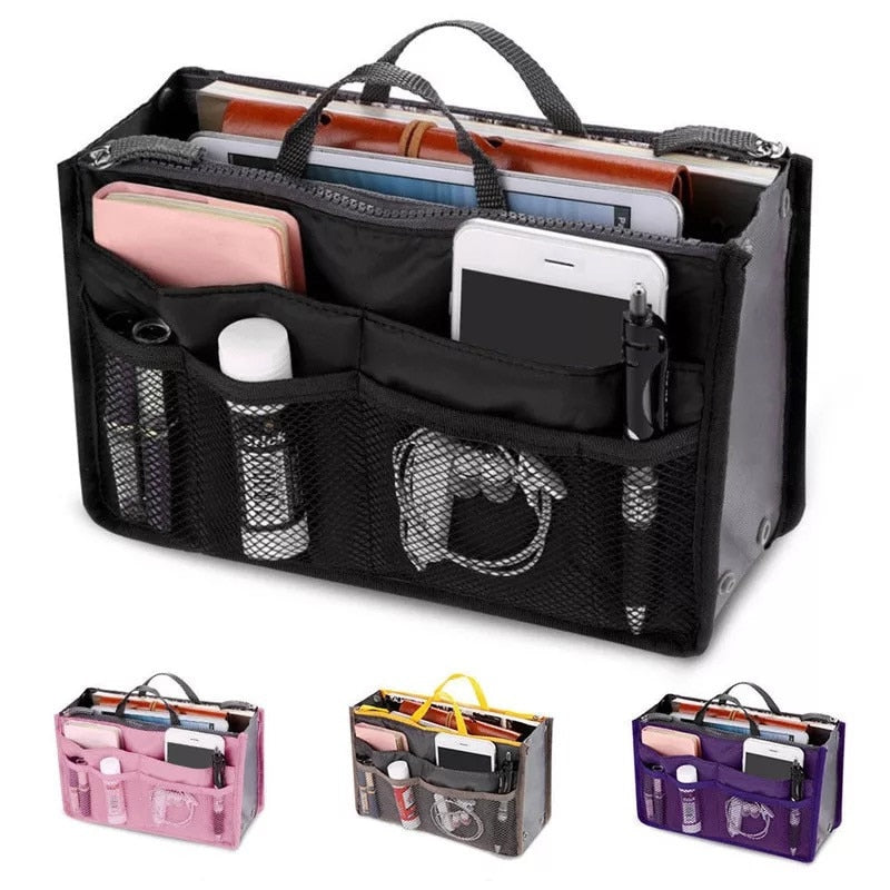 Nylon Cosmetic Bags For Women Tote Insert Double Zipper Makeup Bag Toiletries Storage Bag Girl Outdoors Travel Make Up Organizer