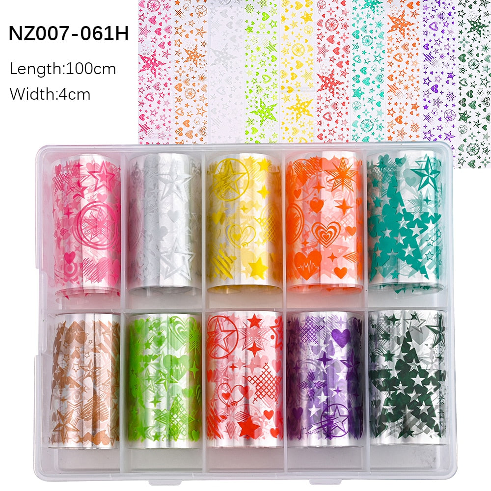 50pcs/Lo Holographic Transfer Foil Stickers 4*20cm Random Decals 30pc Flower Transferring Wraps Slider Nail Transfer Foil Decors