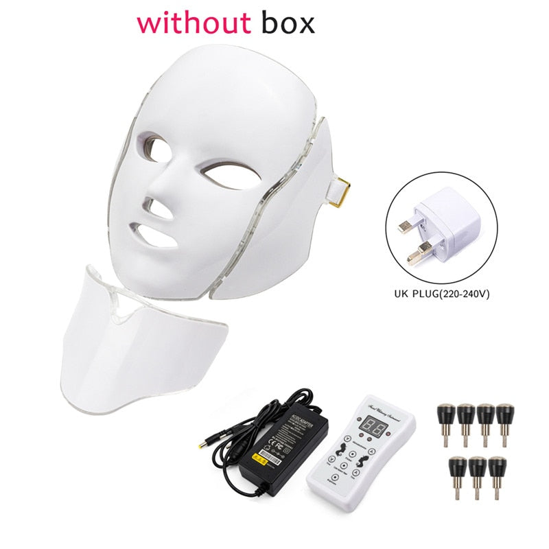 7 Color Led Facial Light Face Mask With Neck Skin Rejuvenation Tighten Anti Acne Wrinkle Beauty Treatment Korean Photon Spa Home