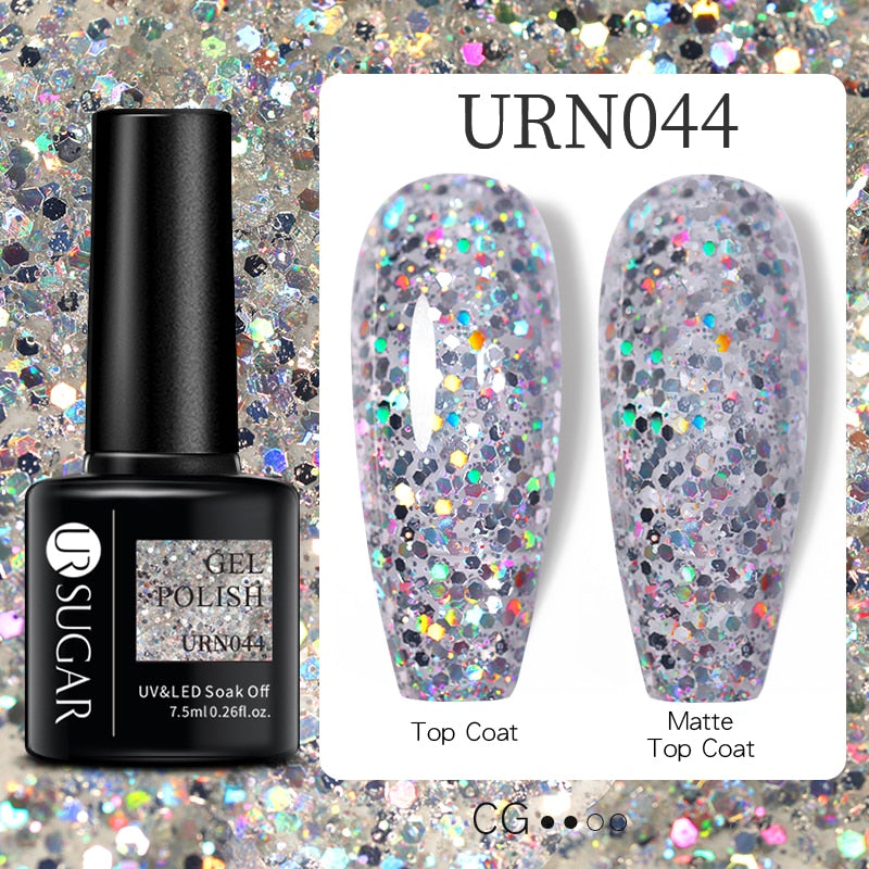 UR SUGAR 7.5ml Glitter UV Gel Nail Polish Glitter Sequins Soak Off UV Gel Varnish Colorful Nail Gel Polish DIY Nail Art Polish