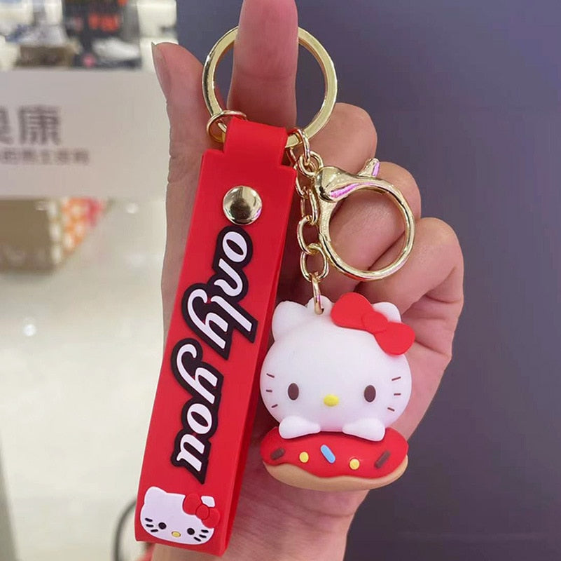 Fashion Kawaii Kuromi Melody Cinnamoroll Hello Kitty Pompompurin Keychain Sanrio Anime School Bag Charm Cartoon Key Ring Pendant