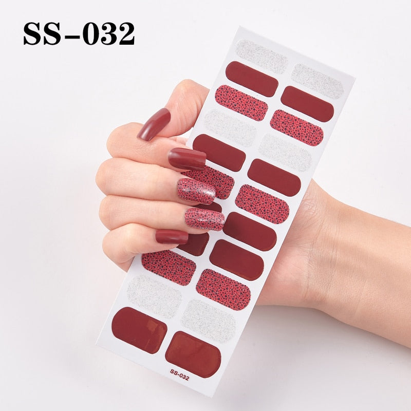 1 Sheet Nail Art Full Cover Adhesive Polish Foils Waterproof Pure Color Tips DIY 3D Decals Environmental Stickers for Women Gift