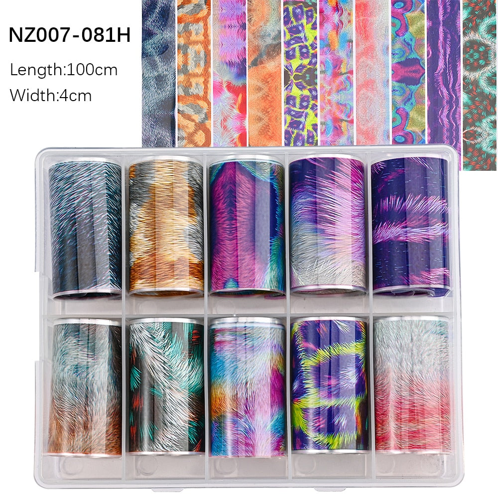 50pcs/Lo Holographic Transfer Foil Stickers 4*20cm Random Decals 30pc Flower Transferring Wraps Slider Nail Transfer Foil Decors