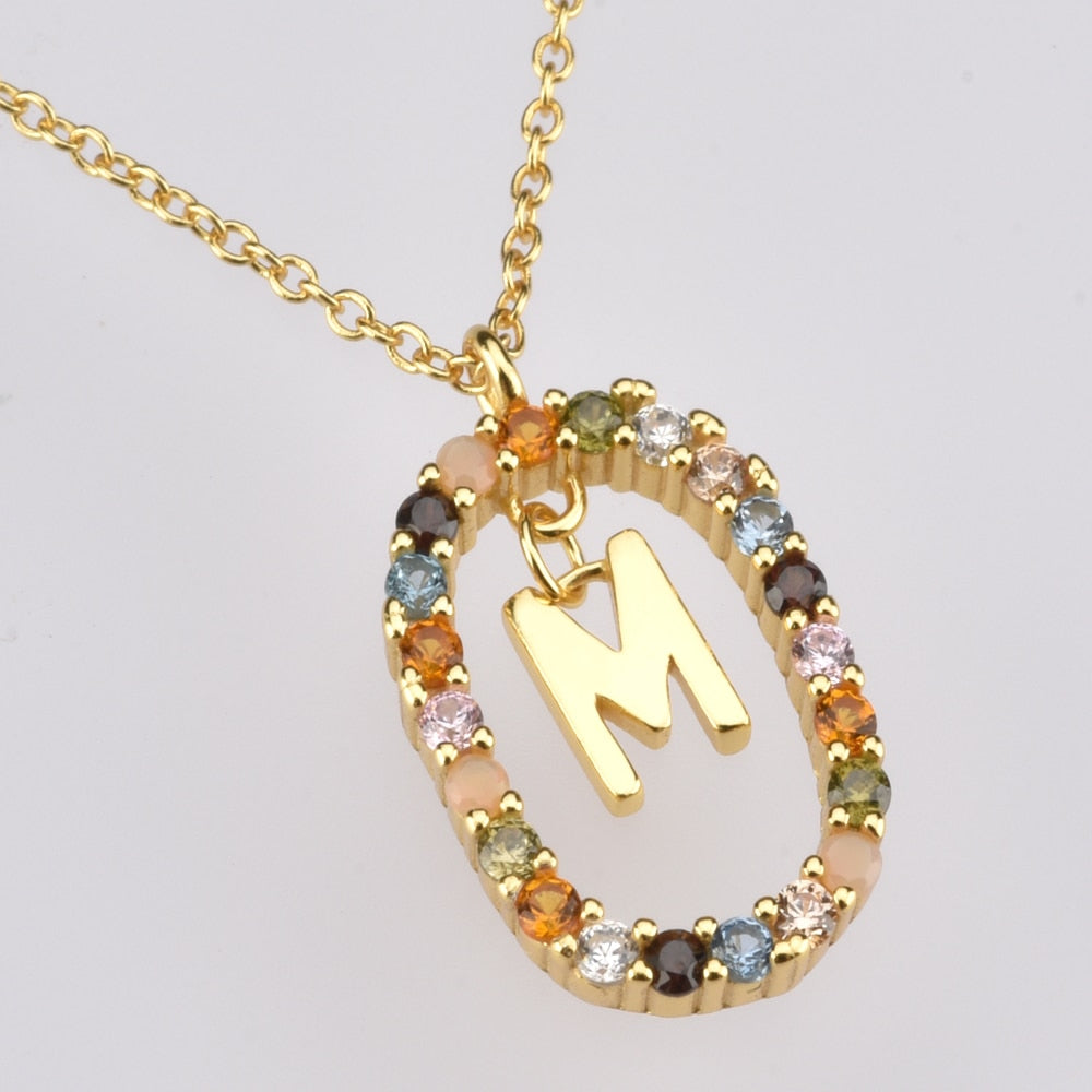 Sterling Silver Gold Letters A - Z  Initial M S C K Alphabet Pendente Long Chain Necklace Say My Name Fine Jewelry