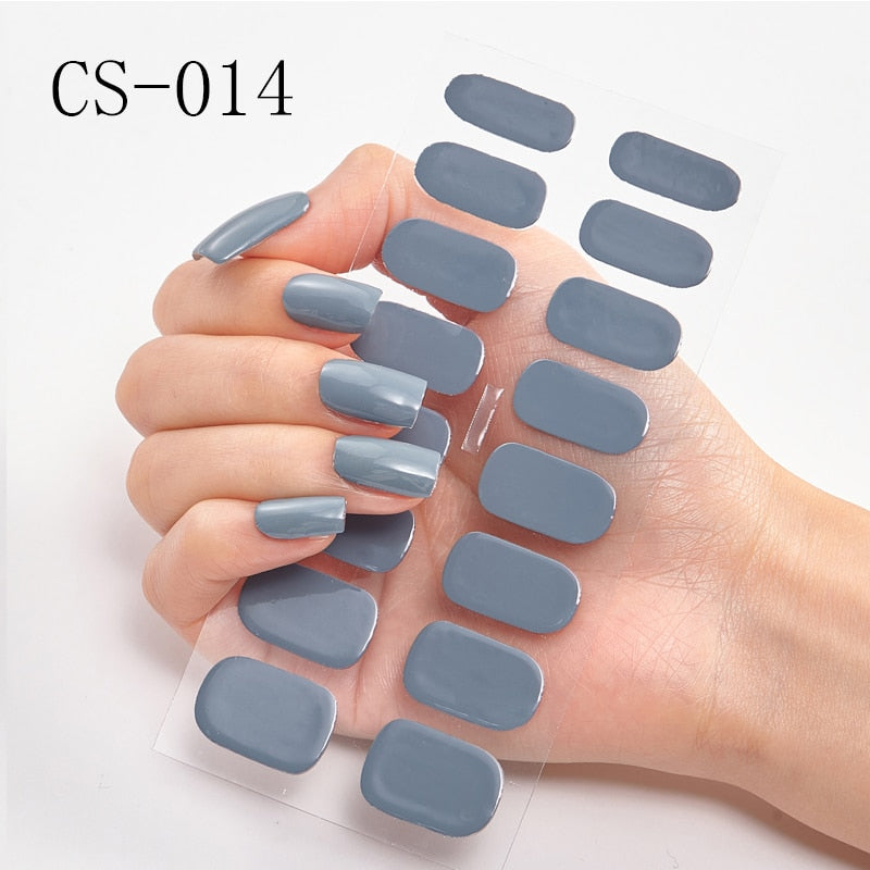 16pcs/sheet Glitter Gradient Color Nail Stickers Nail Wraps Full Cover Nail Polish Sticker DIY Self-Adhesive Nail Art Decoration