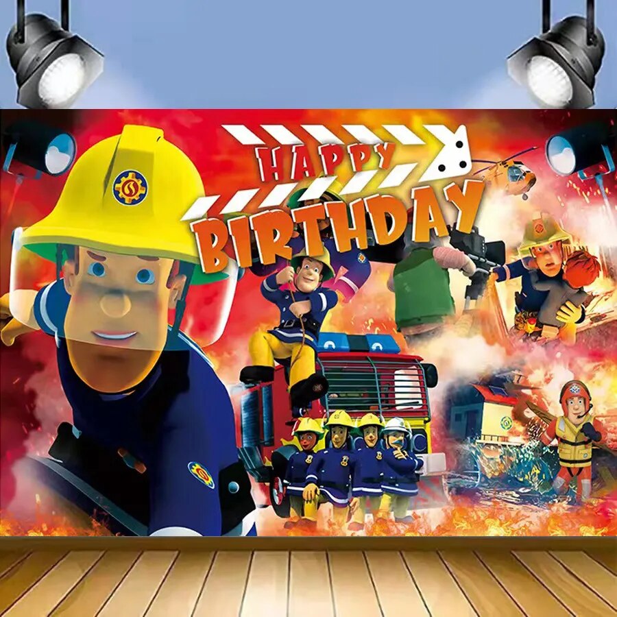 Fireman Sam Theme Birthday Party Decor Tableware Paper Cup Banner Plate Fireman Sam Balloon Party Supplise Boy Baby Shower