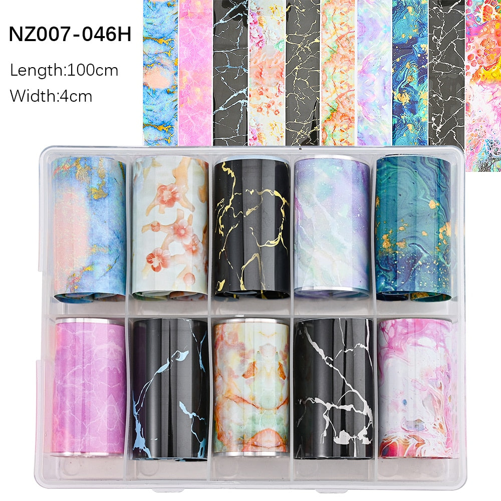 50pcs/Lo Holographic Transfer Foil Stickers 4*20cm Random Decals 30pc Flower Transferring Wraps Slider Nail Transfer Foil Decors