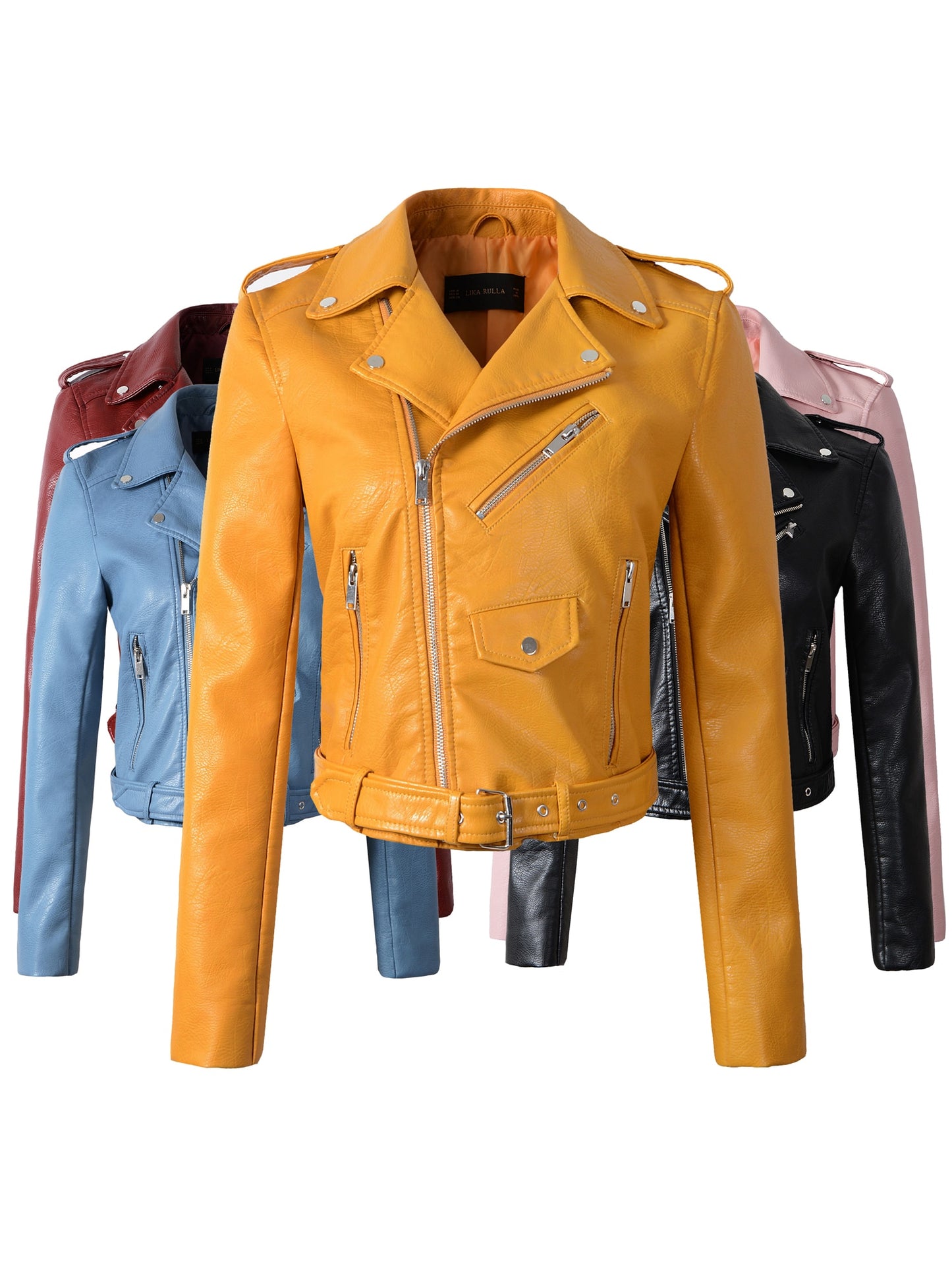 Motorcycle leather jacket women leather coat  slim PU jacket Leather