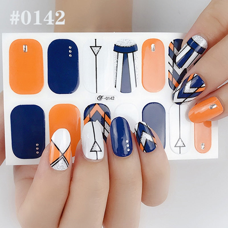 1 Sheet Nail Art Full Cover Adhesive Polish Foils Waterproof Pure Color Tips DIY 3D Decals Environmental Stickers for Women Gift