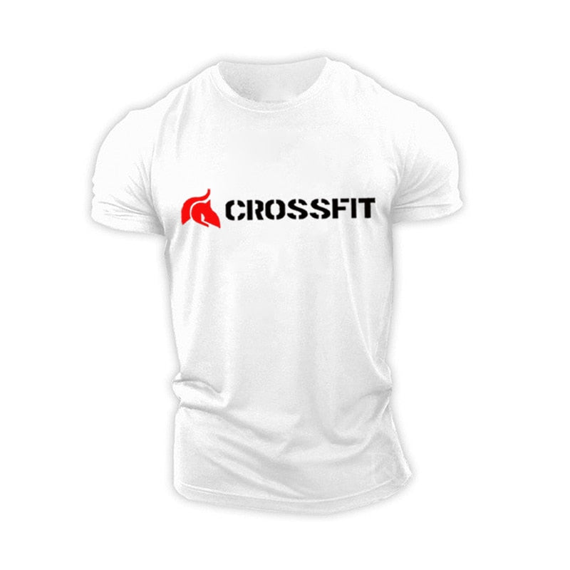 Crossfit Men Cotton T Shirt Training Top Gym Clothing Bodybuilding Apparel Fitness Active Wear Fashion Muscle Graphic Plain Tees