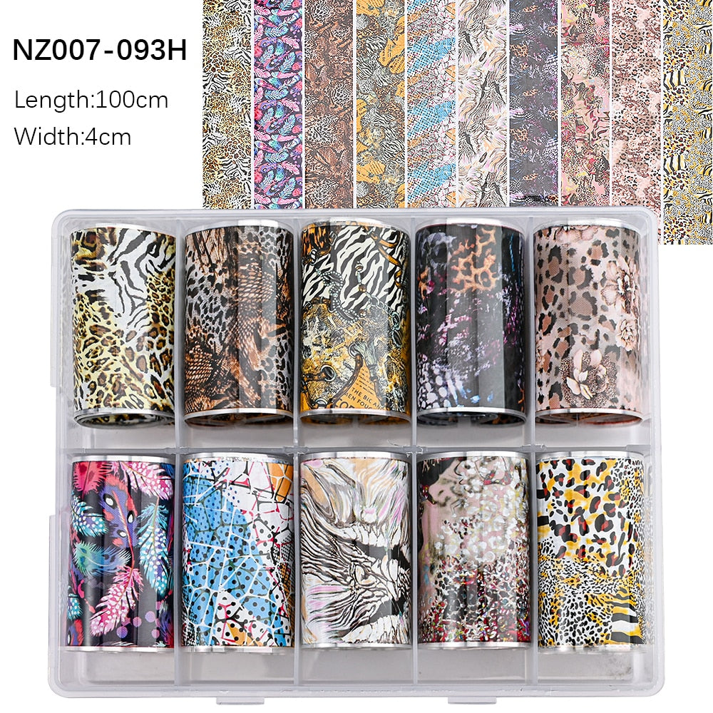 50pcs/Lo Holographic Transfer Foil Stickers 4*20cm Random Decals 30pc Flower Transferring Wraps Slider Nail Transfer Foil Decors