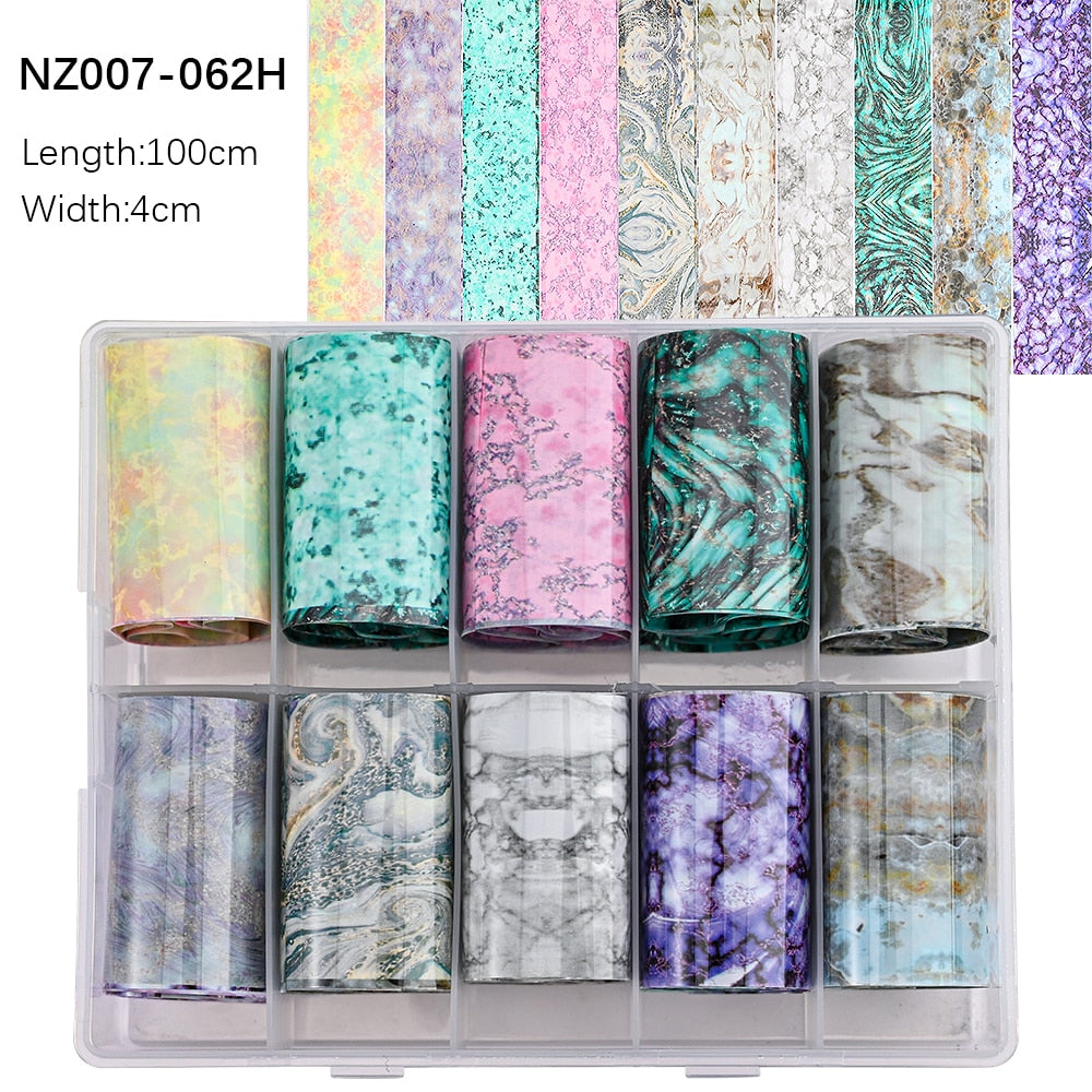 50pcs/Lo Holographic Transfer Foil Stickers 4*20cm Random Decals 30pc Flower Transferring Wraps Slider Nail Transfer Foil Decors