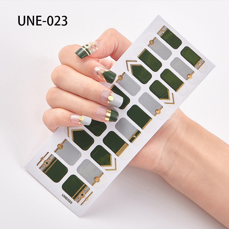 1 Sheet Nail Art Full Cover Adhesive Polish Foils Waterproof Pure Color Tips DIY 3D Decals Environmental Stickers for Women Gift