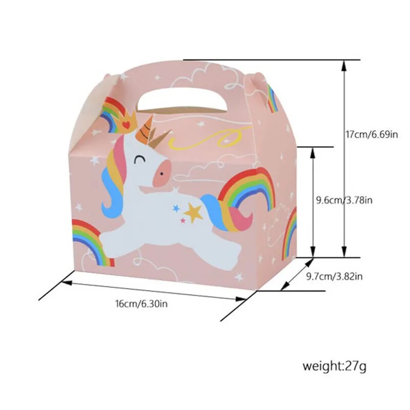 12pcs Unicorn Party Paper Cake Box Candy Gift Biscuit Bags Kids Unicorn Birthday Party Decoration Baby Shower Favor Dessert Box