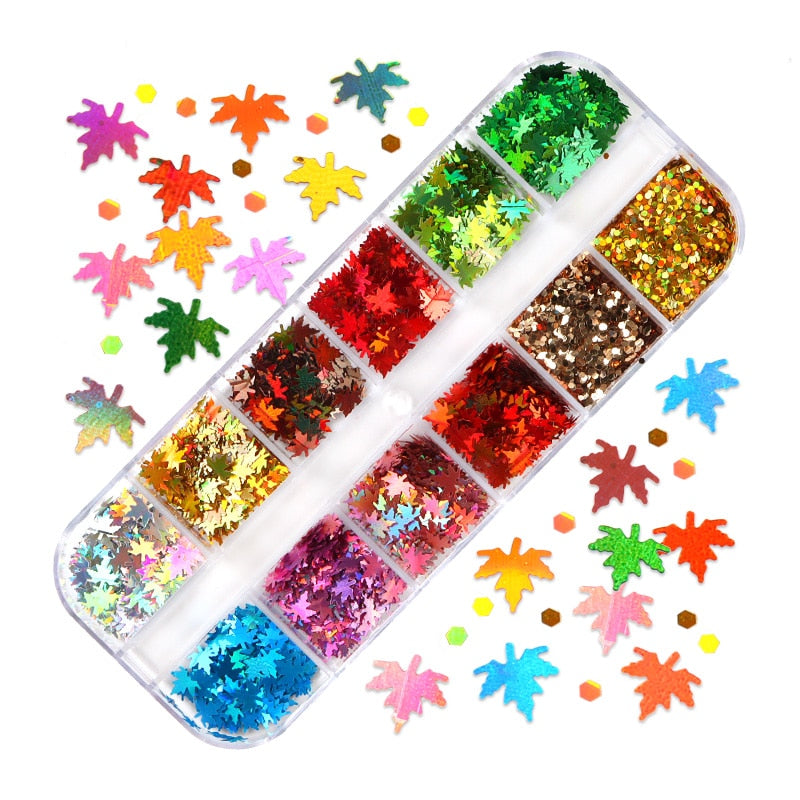 Fluorescence Butterfly Heart Fruits Various Shapes Nail Art Glitter Flakes 3D Colourful Sequins Polish Manicure Nail Decoration