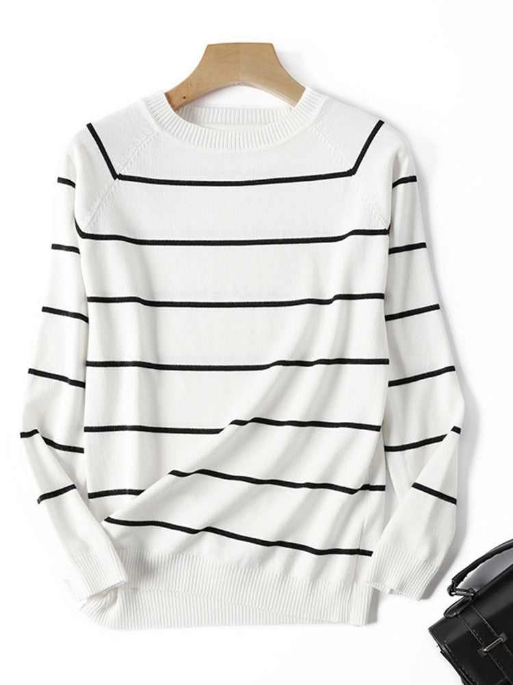 Long Sleeve Striped Pullover Women Sweater Knitted Sweaters