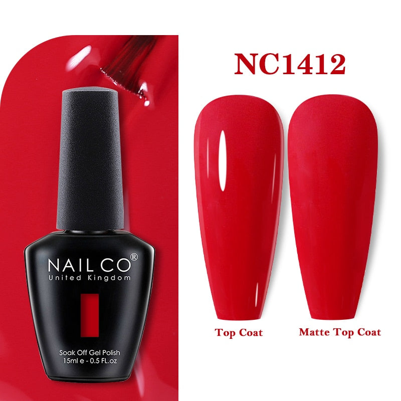 NAILCO 15ml Pink Colors Series Semi Permanent Nail Gel Varnish Polish Soak Off White Red UV Nail Art Gel Nail Polish Gel Lacquer