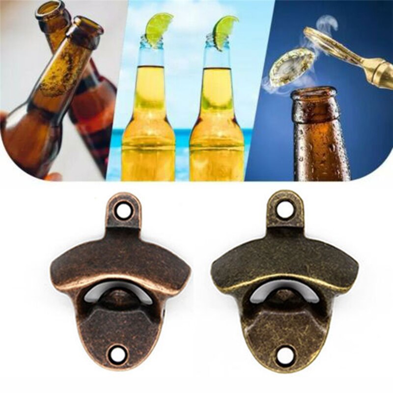 Kitchen Beer Bottle Opener Rustic Cast Iron Wall Mounted Open Tool Vintage Style