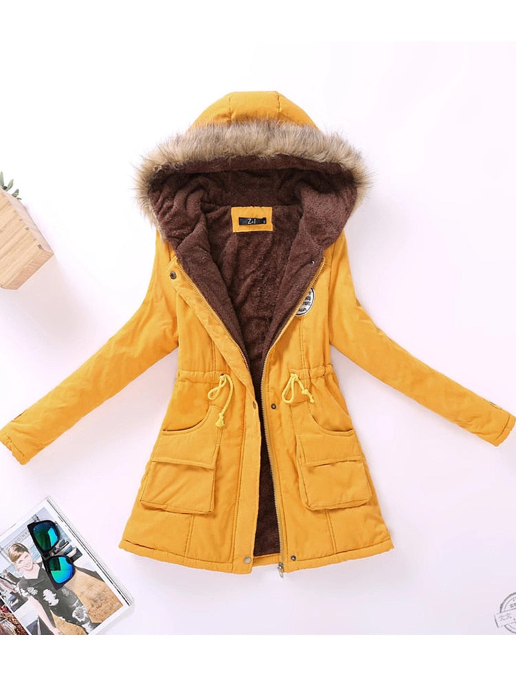 Winter military style coat / hooded jacket medium-long casual parka thickness  XXXL quilt snow outwear