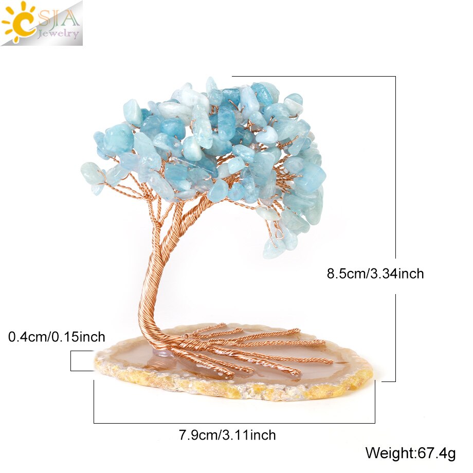 7 Chakras Natural Crystal Money Tree with Agate Slices Love Heart Lucky Tree for Life Fengshui Home Decor Wealth and Luck G831