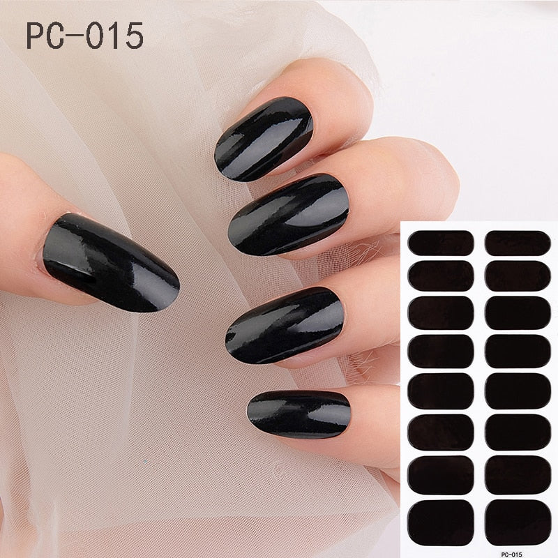 1 Sheet Nail Art Full Cover Adhesive Polish Foils Waterproof Pure Color Tips DIY 3D Decals Environmental Stickers for Women Gift