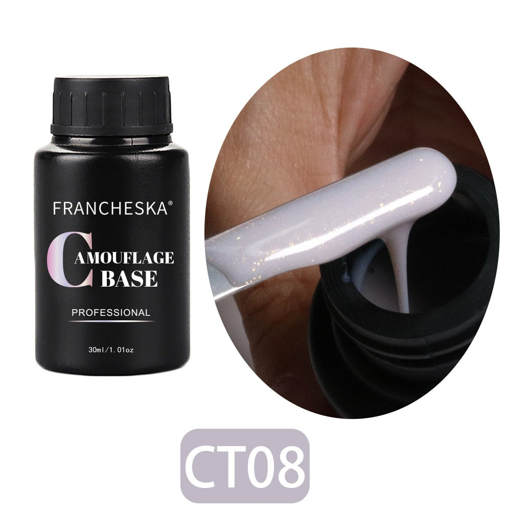 FRANCHESKA 30ML  Glitter Nail Gel Base Polish White Nude Pink Popular Color Semi Permanant Soak Off for Nail Art UV Gel Polish