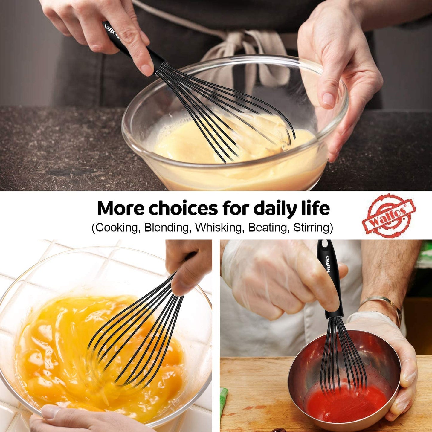 1pcs/3set Multifunctional Rotating Manual Whisk Mixer Mini Plastic Kitchen Whisk Baking Tool Silicone Whisk