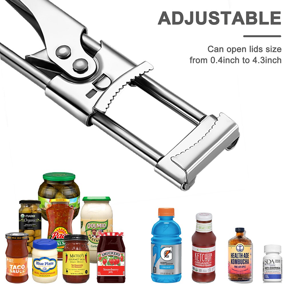 Pofessional Portable Adjustable Manual Stainless Steel Jar Lid Opener Gripper Can Opener Kitchen Supplies Accessories