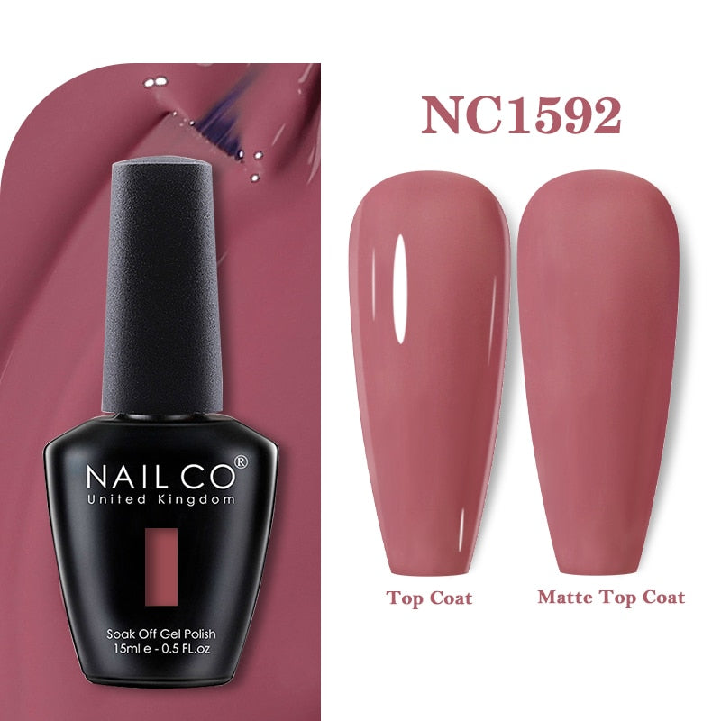 NAILCO 15ml Pink Colors Series Semi Permanent Nail Gel Varnish Polish Soak Off White Red UV Nail Art Gel Nail Polish Gel Lacquer