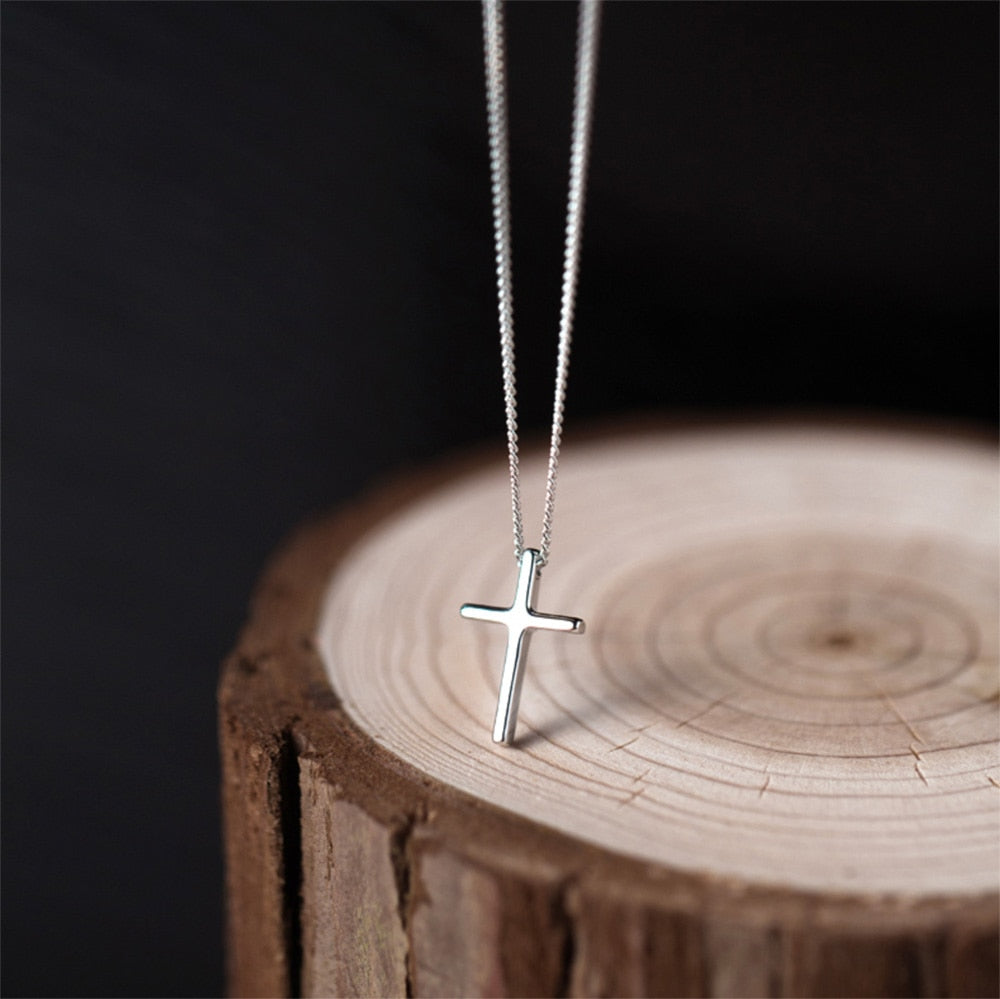 Sterling Silver Jewelry Cross Pendant Short 40cm Necklace Cute Gift