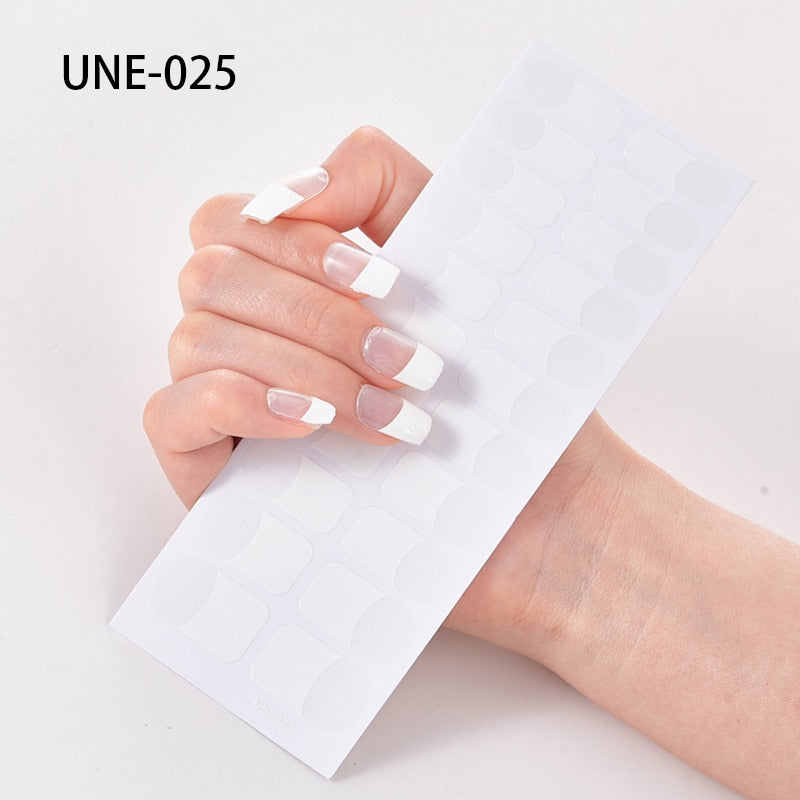 1 Sheet Nail Art Full Cover Adhesive Polish Foils Waterproof Pure Color Tips DIY 3D Decals Environmental Stickers for Women Gift