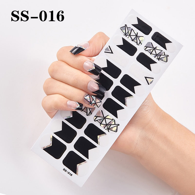 1 Sheet Nail Art Full Cover Adhesive Polish Foils Waterproof Pure Color Tips DIY 3D Decals Environmental Stickers for Women Gift