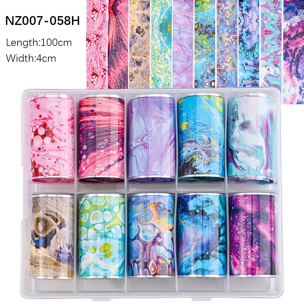 50pcs/Lo Holographic Transfer Foil Stickers 4*20cm Random Decals 30pc Flower Transferring Wraps Slider Nail Transfer Foil Decors