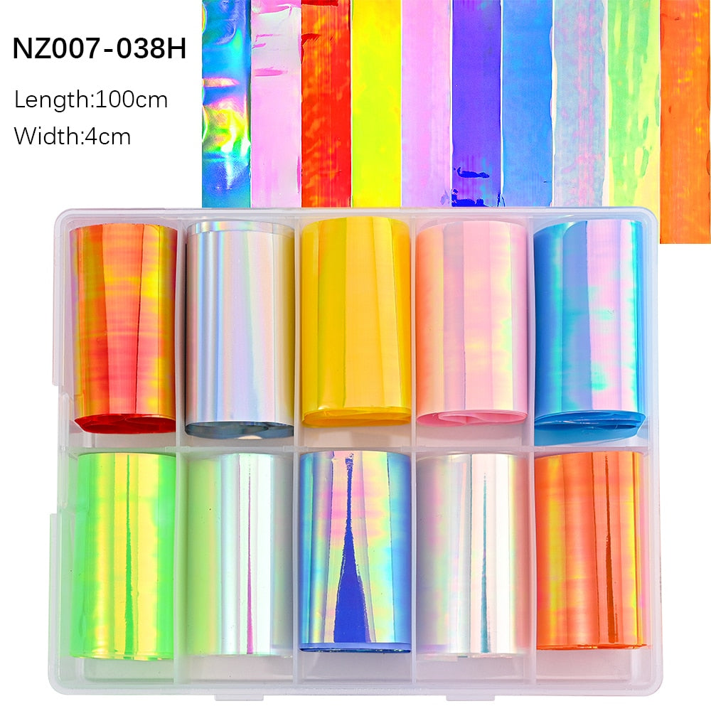 50pcs/Lo Holographic Transfer Foil Stickers 4*20cm Random Decals 30pc Flower Transferring Wraps Slider Nail Transfer Foil Decors