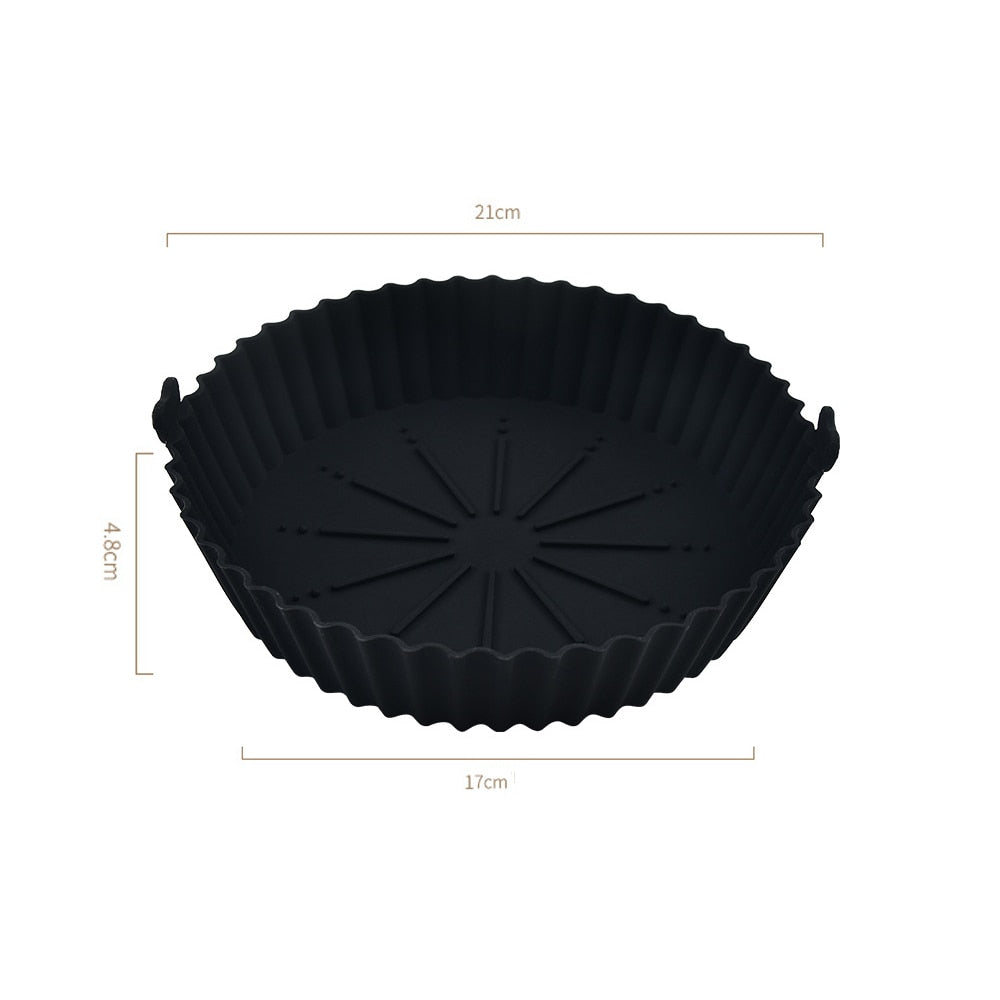 Round silicone Air Fryers Oven Baking Tray Fried Chicken Basket Mat Air Fryer Silicone Pot Grill Pan Kitchen Accessories