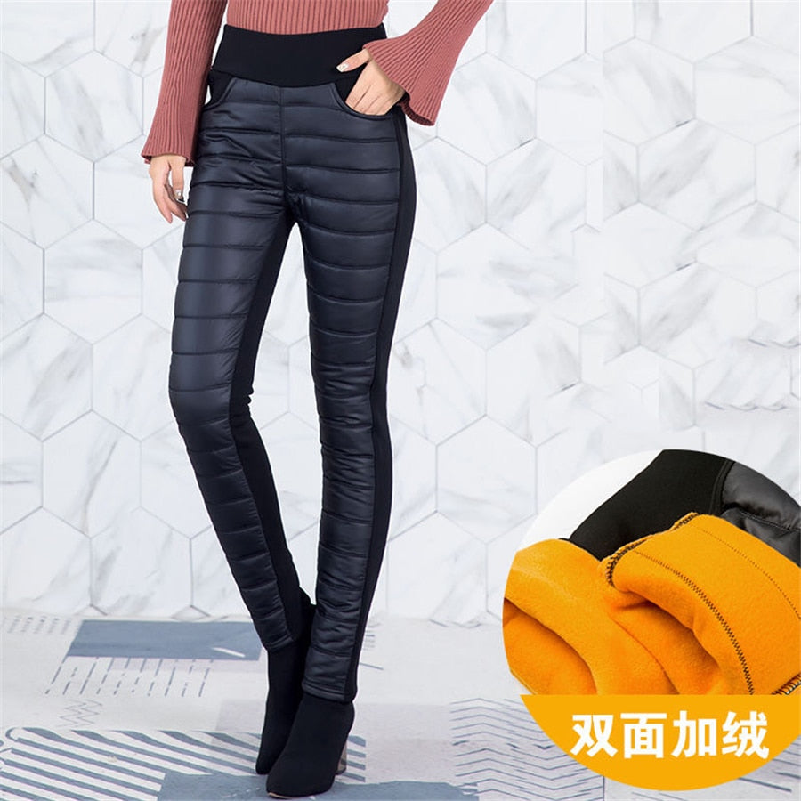 Winter Cotton Padded Pencil Pants Women Thicken Warm Casual Plush Velvet Lined Sweatpants High Waist Leggings Pantalones New