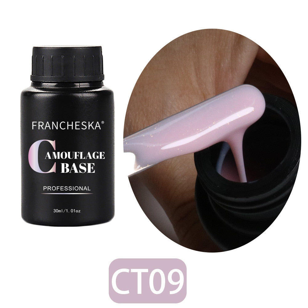 FRANCHESKA 30ML  Glitter Nail Gel Base Polish White Nude Pink Popular Color Semi Permanant Soak Off for Nail Art UV Gel Polish