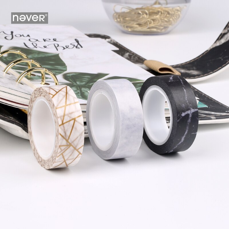 Never Marble Series Masking Tape Set 3 Rolls Washi Paper Tapes Planner Notebook Decorative Sticker Office And School Supplies