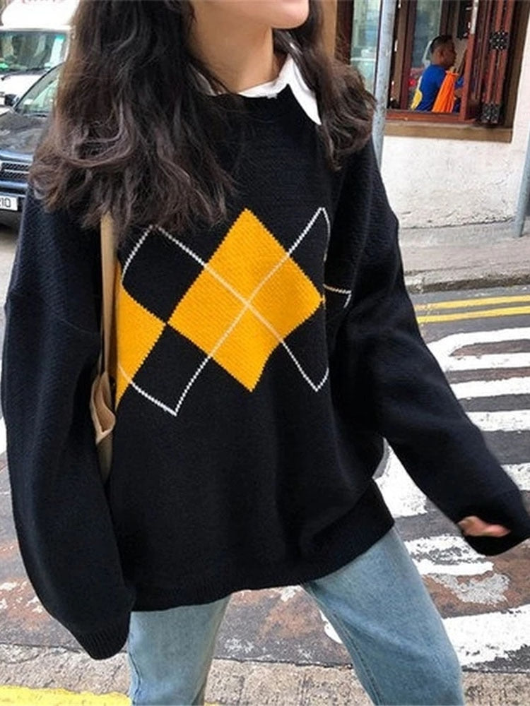 Women Knitted Sweater Fashion Oversized Pullovers Ladies Winter Loose Sweater