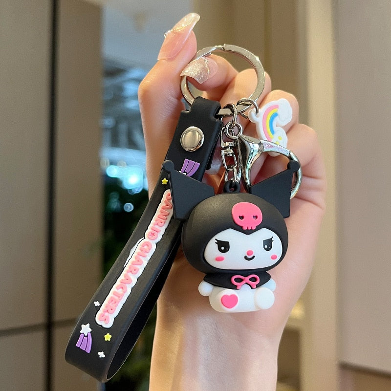 Fashion Kawaii Kuromi Melody Cinnamoroll Hello Kitty Pompompurin Keychain Sanrio Anime School Bag Charm Cartoon Key Ring Pendant