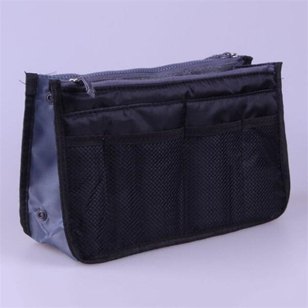 Nylon Cosmetic Bags For Women Tote Insert Double Zipper Makeup Bag Toiletries Storage Bag Girl Outdoors Travel Make Up Organizer