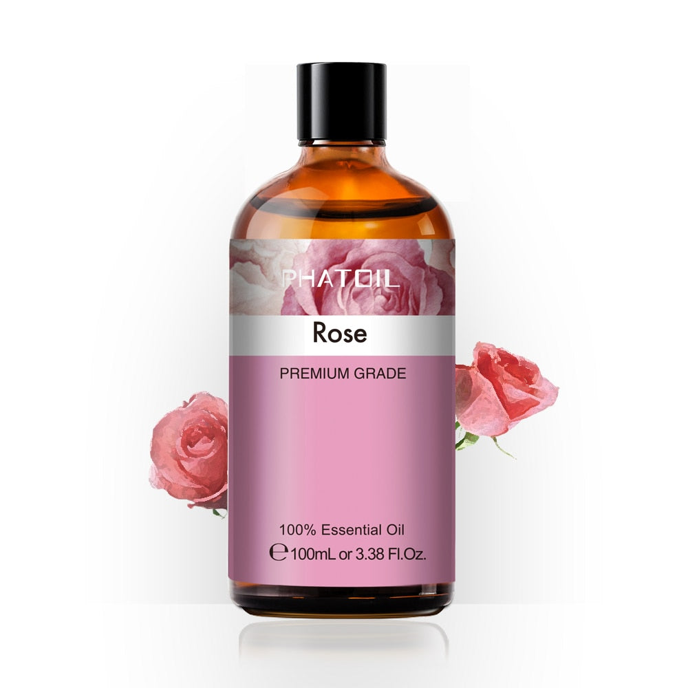 100ML Pure Natural Rose Essential Oils Humidifier Diffuser Lavender Vanilla Peppermint Geranium Cloves Basil Tea Tree Aroma Oil