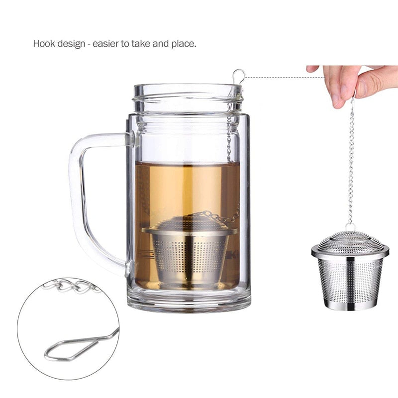 1PC Cylindrical Stainless Steel Tea Leaf Infuser Strainer Spice Herbal Teapot Reusable Mesh Filter Home Kitchen Accessories