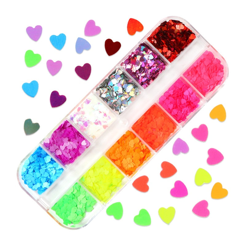 Fluorescence Butterfly Heart Fruits Various Shapes Nail Art Glitter Flakes 3D Colourful Sequins Polish Manicure Nail Decoration