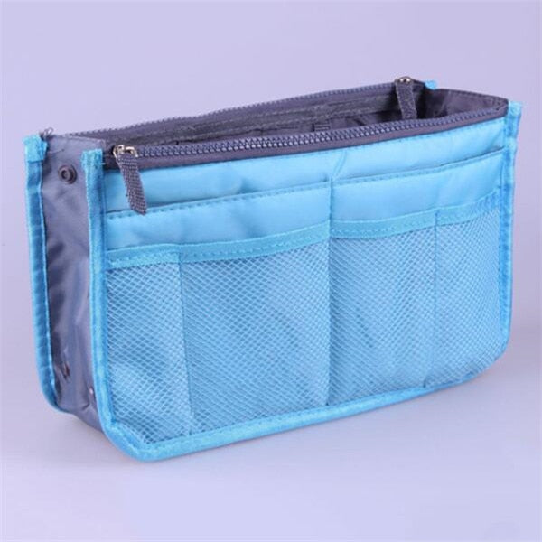 Nylon Cosmetic Bags For Women Tote Insert Double Zipper Makeup Bag Toiletries Storage Bag Girl Outdoors Travel Make Up Organizer