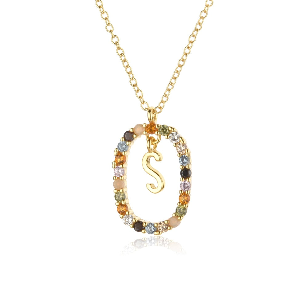 Sterling Silver Gold Letters A - Z  Initial M S C K Alphabet Pendente Long Chain Necklace Say My Name Fine Jewelry